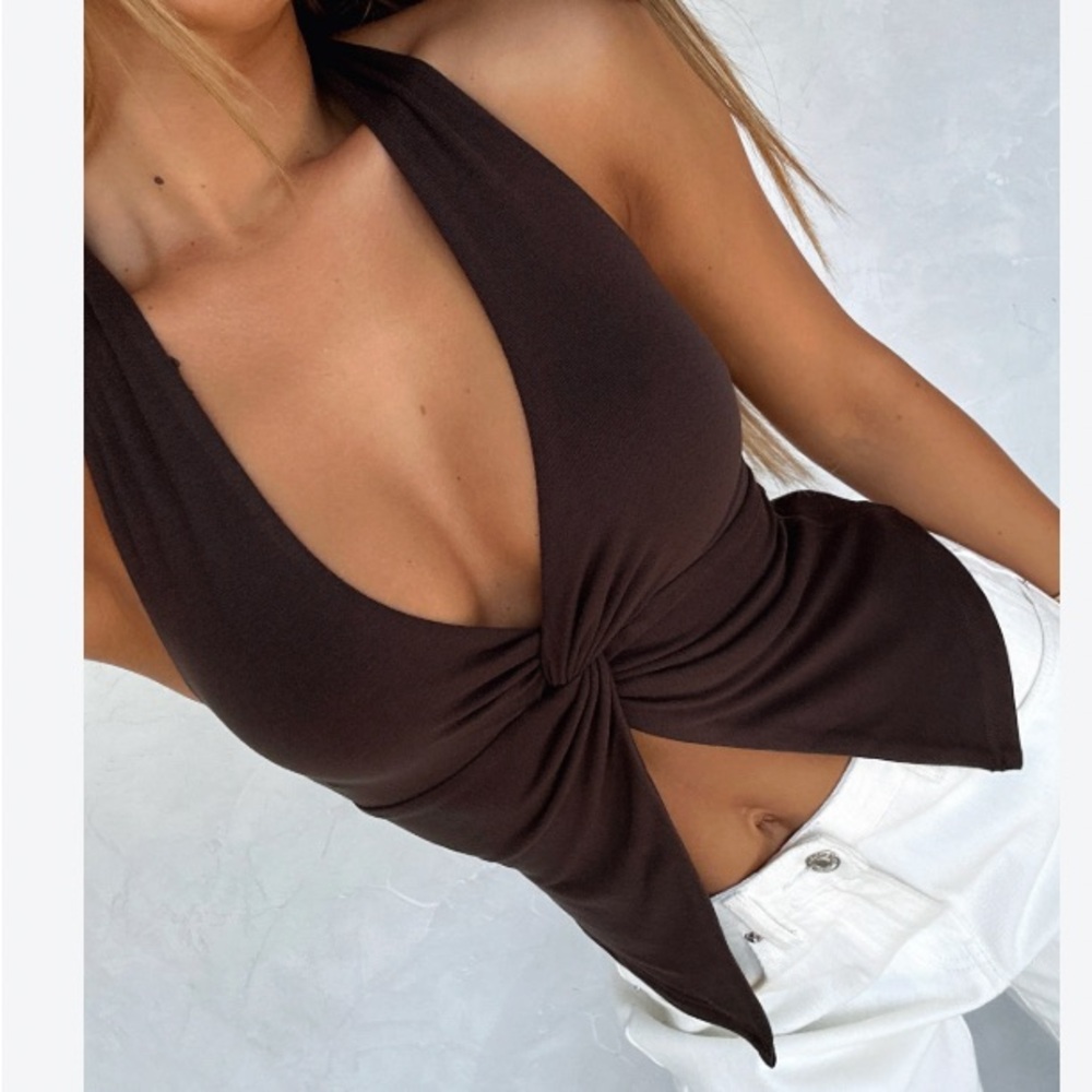 Beginning to Wonder Halter Top Chocolate